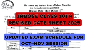 JKBOSE Class 10th Revised Date Sheet 2025.